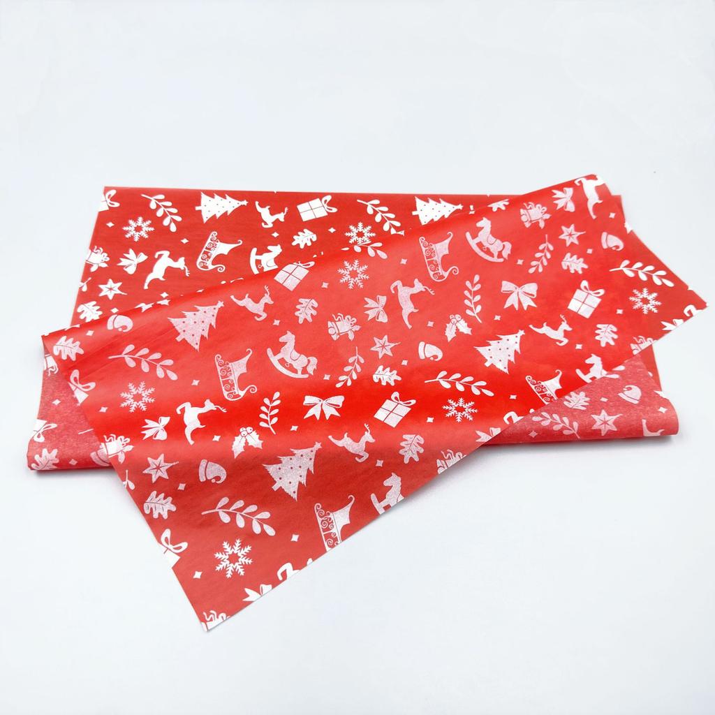 20 Sheets/Pack Christmas Tissue Paper Santa Claus Berry Elk Christmas Tree Pattern Gift Wrapping Paper Bouquet Flower Wrap Paper