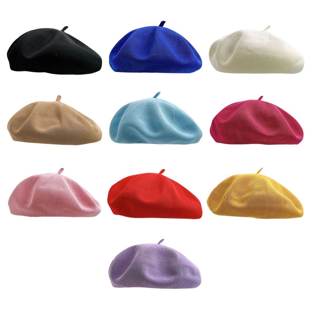 Knitted Berets Hat for Women Cotton Yarn Summer Beret Dome Painter Hat  for Spring and Summer