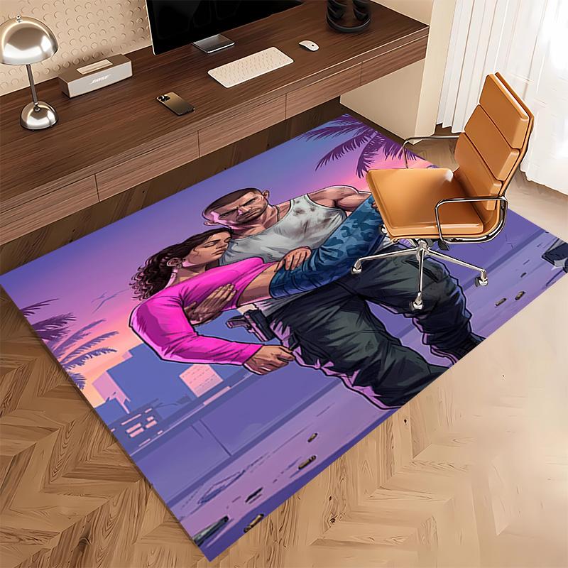 1pc Game Grand Theft Auto Print Area Rug - Soft, Washable Non-Slip Indoor Mat, Living Room, Home Office Decorative Rug,Office Decorative