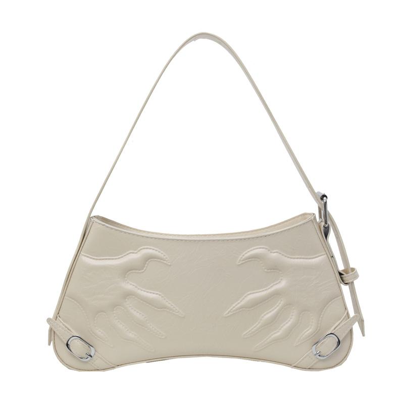 2025 Solid Color PU Trendy Personality Daily Commuter Small Bag Simple Women's Bag Shoulder Bag Handbag Ins Spring and Autumn