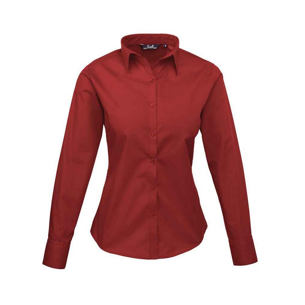 Premier Womens/Ladies Poplin Long-Sleeved Blouse