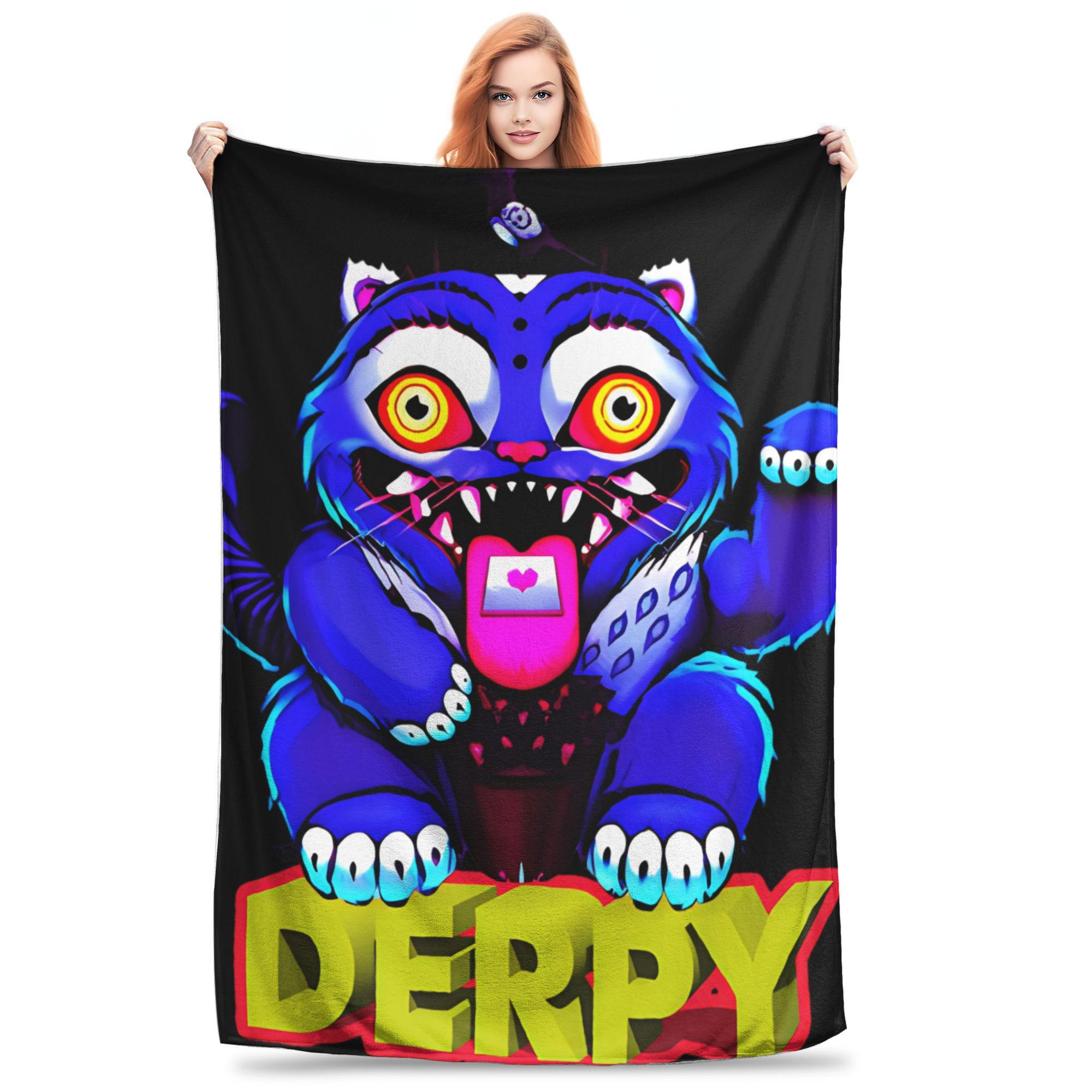 Demon Hunters Blue Cat Flannel Blanket  Super Soft Throw Blanket for Bedroom Picnic Funny Bedspread Sofa Bed Cover 30x40in