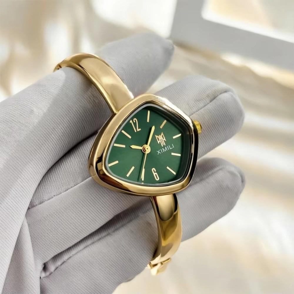 Square-shaped Dial Quartz Watch Open Design Bracelet Watch Creative Wristwatch  for Women