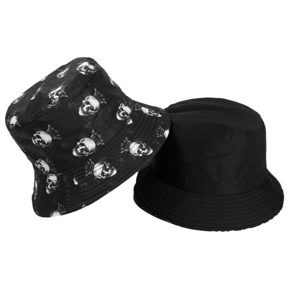 Trendy Skull Graffiti Print Bucket Hat Foldable Breathable Unisex Sun Hat Lightweight Uv Protection Casual Hat Daily Streetwear