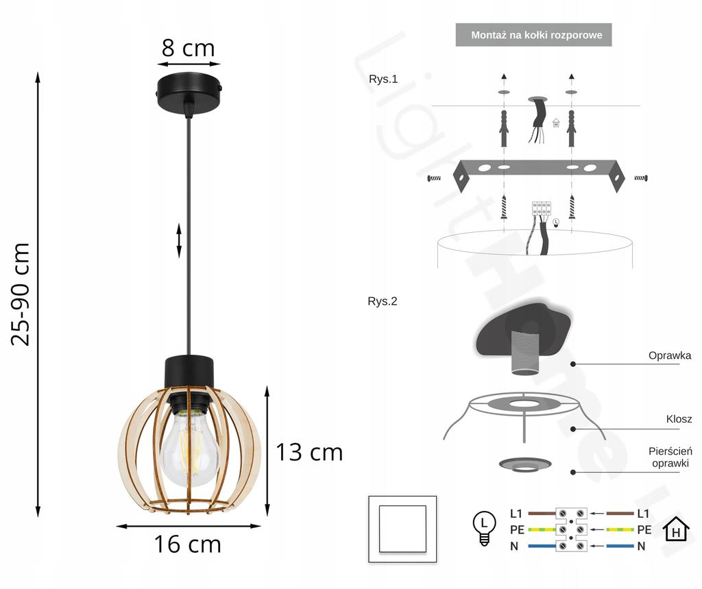 MODERN WOODEN LED CEILING HANGING LAMP