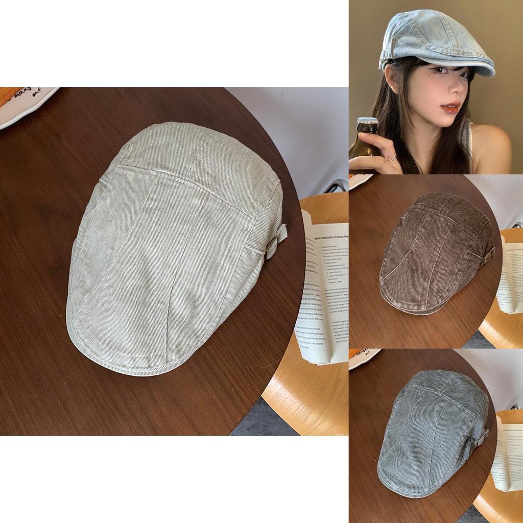 Spring Summer Washable Denim Beret Cap For Adults Unisex Retro Chic Look