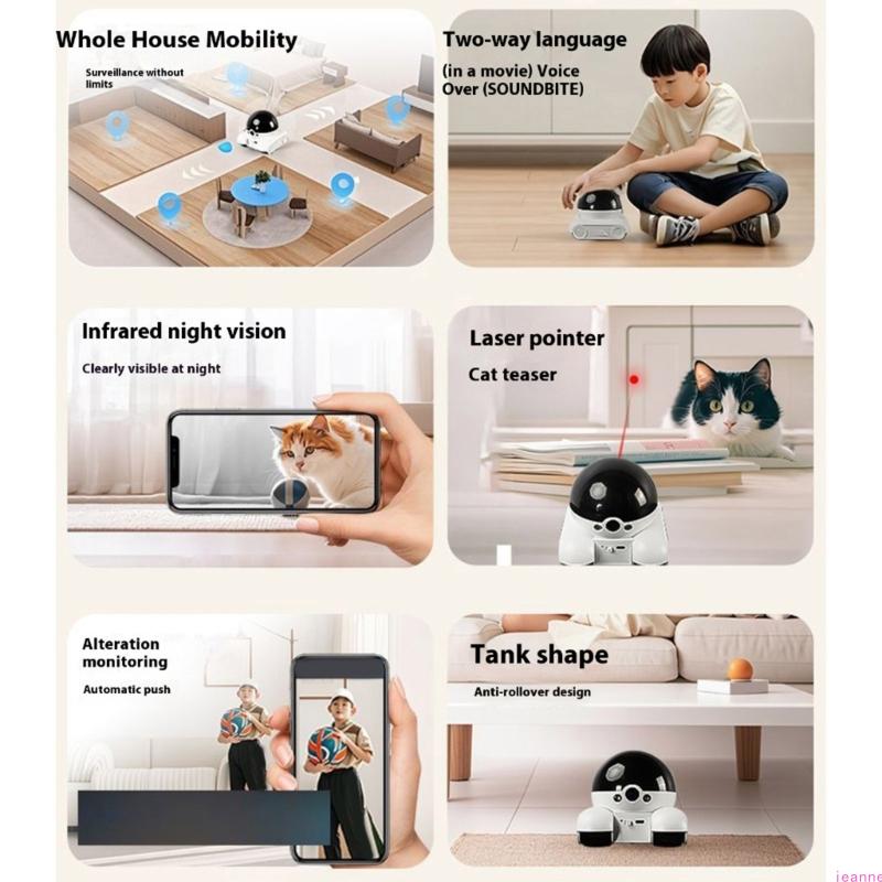 Bezprzewodowy Robot Towarzysz Zwierząt Z Dwukierunkową Komunikacją Automatyczne Śledzenie Kamera dla Zwierząt Kontrolowana Aplikacjami Kamera do Monitoringu Domu
