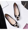 2024 Beads Metal Buckle Flats Woman Satin Bridesmaid Shoes for Women Pointed Toe Pearl Loafers Wedding Moccasins Plus Size 45