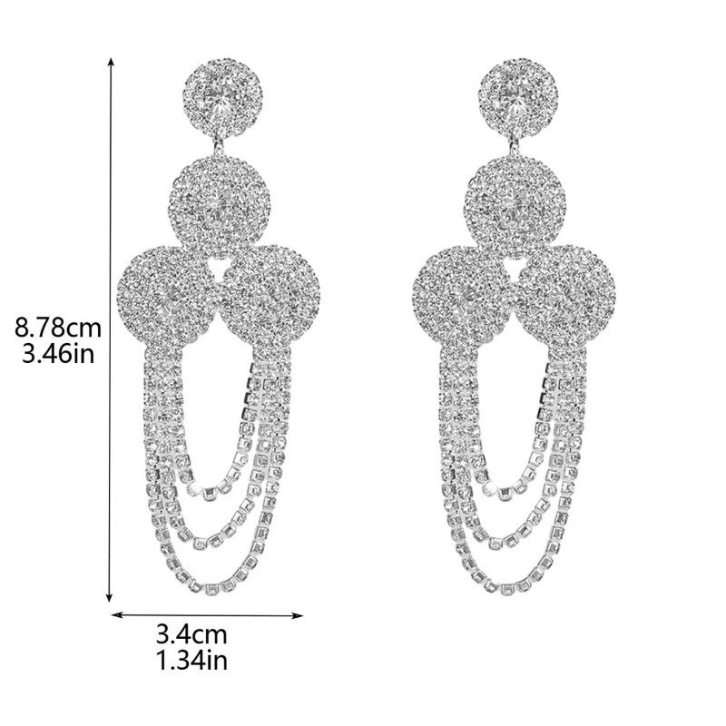 Design Long Diamond Earrings Women, Fashionable Versatile Shiny Rhinestone Stud Earrings and Ear Jewelry