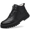 Men's Shoes Winter Cotton Mid-top Cotton Shoes Men's Trendy Practical Casual Leather Velvet Snow Boots Dad Shoes