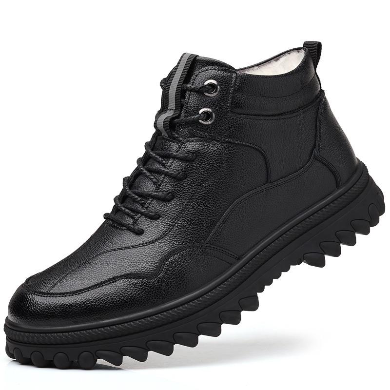 Pantofi bărbați iarnă bumbac mid-top pantofi de bumbac bărbați la modă practici casual piele catifea cizme de zăpadă pantofi de tată
