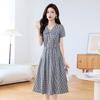 Ke Bei Er Elegant Plaid Bow-Tie Midi Dress