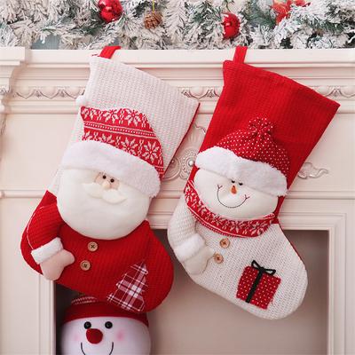 Large Christmas Stockings Red and White Knitted Senior Christmas Stockings Candy Bag Gift Bag Children Gift Bag