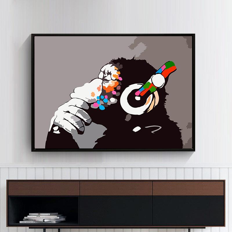 Graffiti Dekoratives Leinwandgemälde Folge deinen Träumen Affenkunst Poster Drucke Zimmerwanddekor