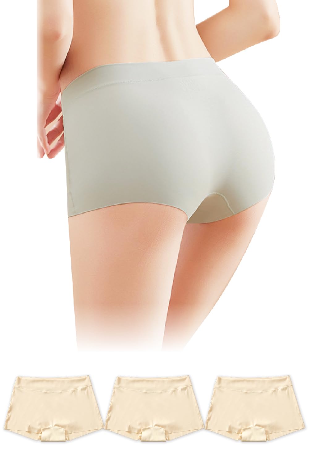 

Lino Ulu Boxer Briefs No No Highly Boxer Sports Underwear Light Beige 3-Pack Non-Stress [Hidden Lines, Digging, Pressure, Stretchable] Women s Briefs,