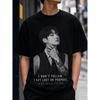 Herren Schwarzes Grafik-T-Shirt Kurzarm Rundhalsausschnitt K-Pop Star Porträt Druck Lockere Passform Lässiges Streetwear-Oberteil Für den Täglichen Gebrauch
