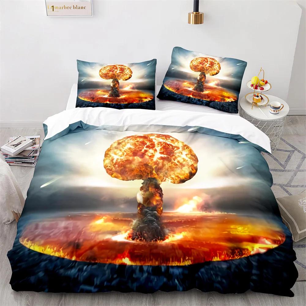 Explode Duvet Cover Orange Firework Shaped Pattern Disaster Theme King Queen Size For Kid Boy Girl Adults For Bedroom Decoration