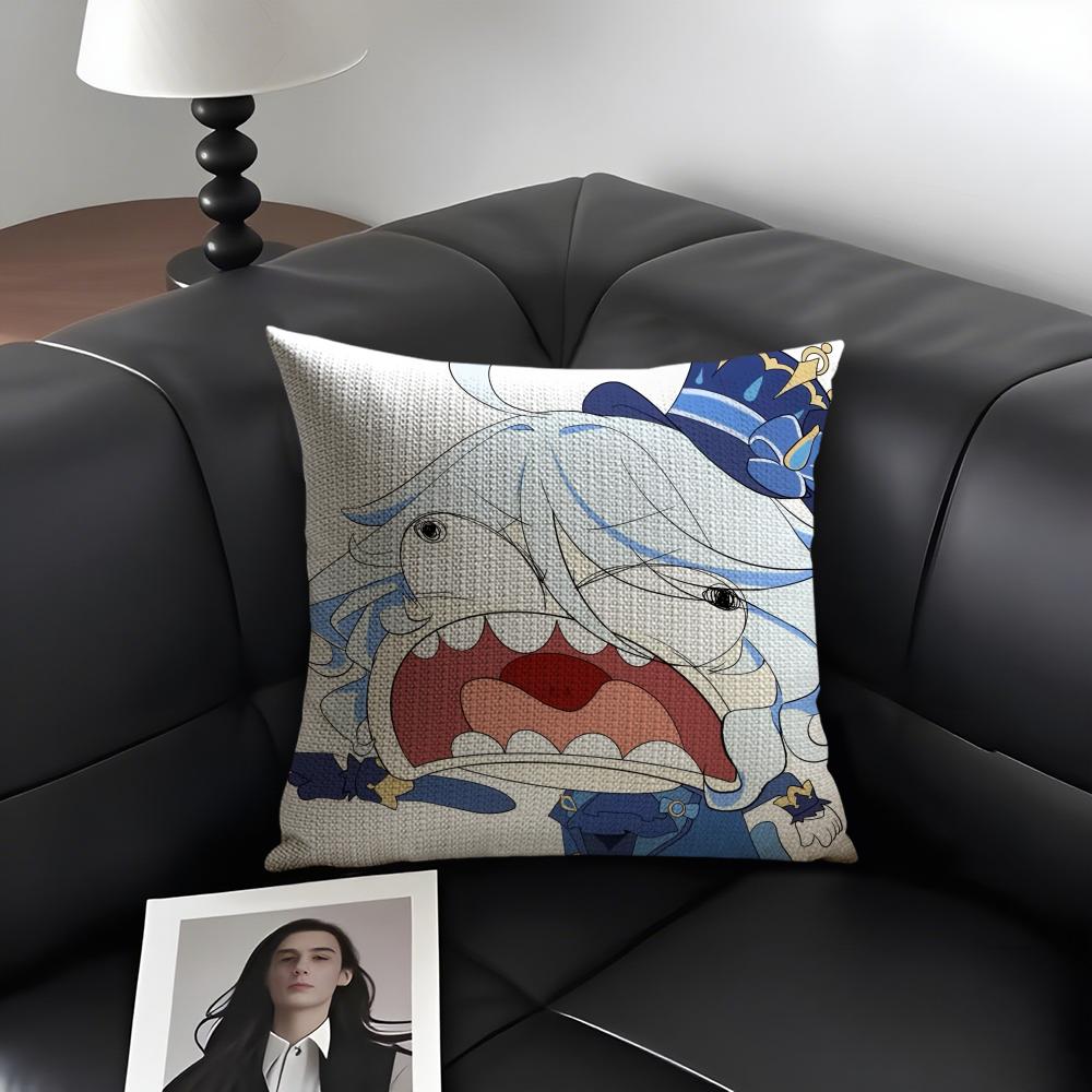 Furina Cute Genshin Impact Cushion Cover Natural Linen Organic Fabric Double-Sided Printing Sofa Home Decor Gift Pillow Case