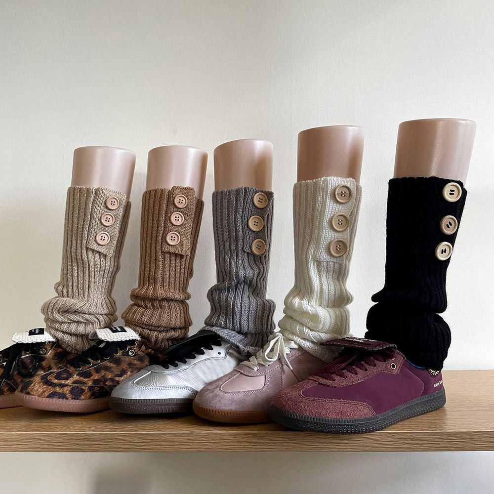 

Solid Color Long Knitted Socks Y2k Lolita Boot Cuffs New Warm Foot Cover Gift коричневий