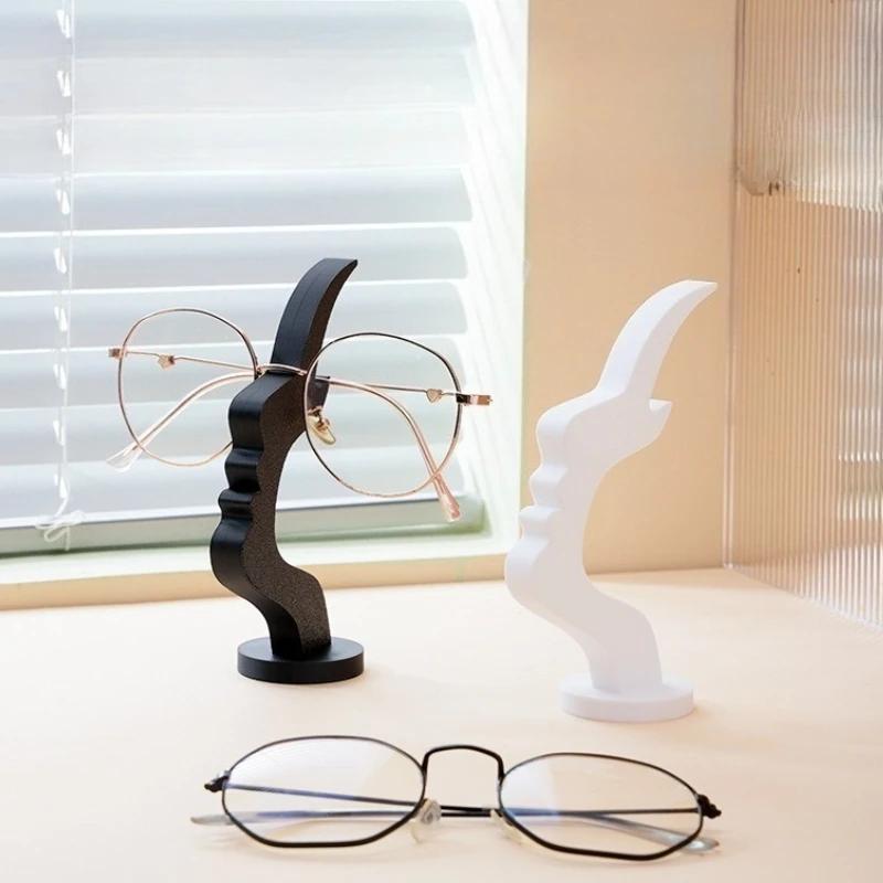 Creative Desktop Eyeglass Stand - Human Face Side Profile Strip-Shaped Holder, Decorative Eyewear Storage Rack for Office