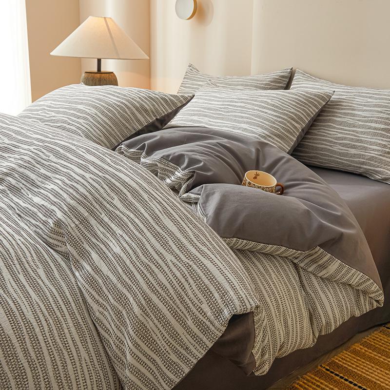 2025 Style Pure Cotton Double Gauze Flannel Bedding Set - Winter Duvet Cover and Bed Sheet, 100% Cotton