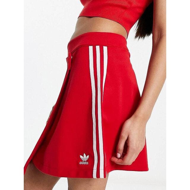 

Красная юбка с запахом и тремя полосками adidas Originals