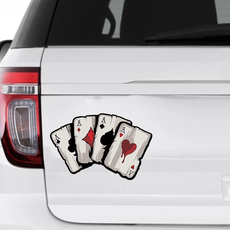 Motorcycle Poker Spades A Pattern Decals Motocross Fuel Tank Cafe Racer Body Car Windows Funny Decoration Playing Card Stickers