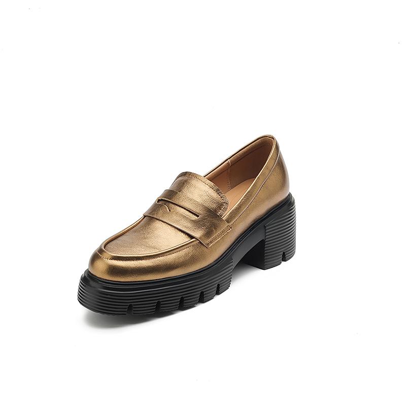 

Туфли на высоком каблуке женские туфли-лодочки с квадратным носком из натуральной кожи для офиса и работы, для зрелых женщин, весна-осень, туфли на платформе 35 золотой