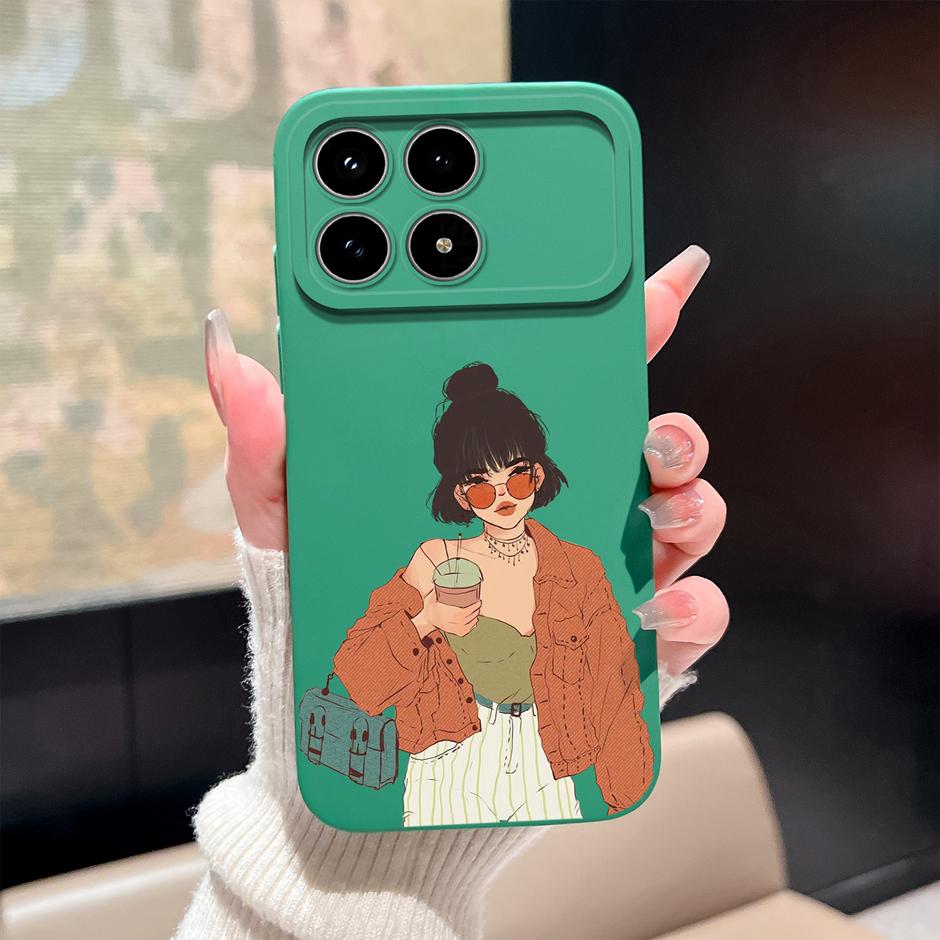 For Xiaomi Poco F8 Pro Ultra Cases Pretty Sweet Girls Liquid Silicone Full Protective Bumper Cover For Poco F8Pro F8Ultra Fundas