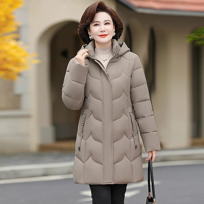 Plus Size 6XL Middle Age Women's Autumn Winter Jackets New In Coats Elegant Loose Thick Warm Long Parkas Female Outerwears