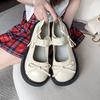 2025 spring and summer new bow Mary Jane single shoes women's fashion versatile muffin platform shoes Japanese small leather shoes women