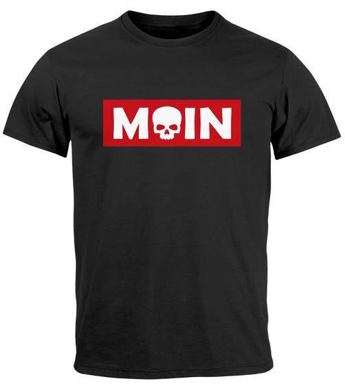 Men s T-Shirt lettering moin skull skull print parody fashion M