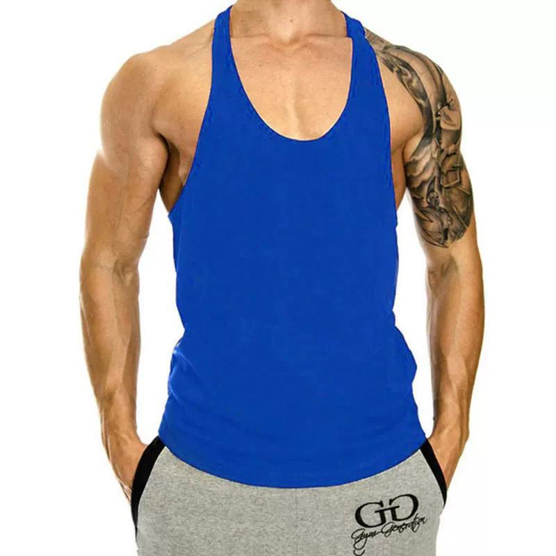 Men's Fitness Tank Top for Muscle Training, Loose Fit, Racerback, Sports Running, Cotton Sleeves, Trendy Style