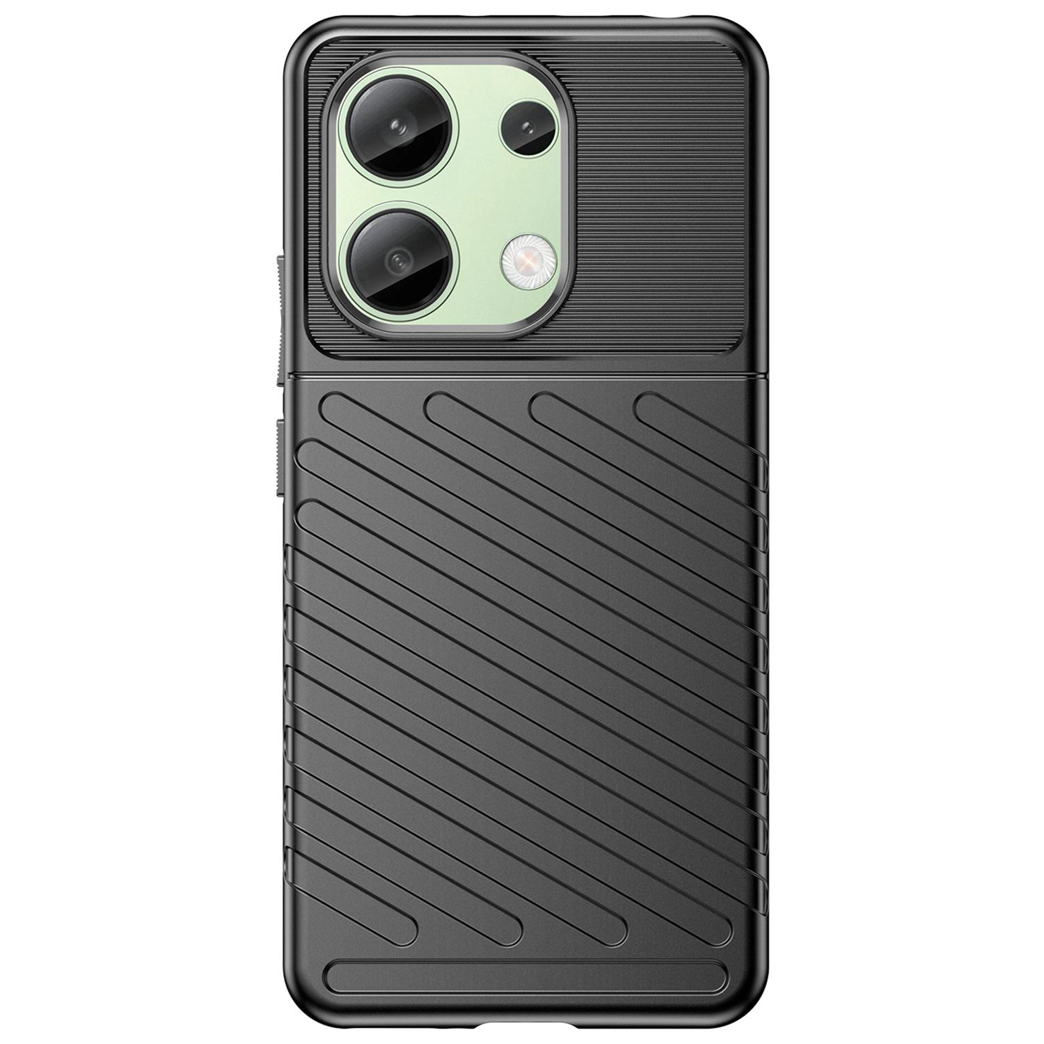 

Thunder Series For Xiaomi Redmi Note 13 4G Case Twill Texture Thickened TPU Soft Phone Cover Black