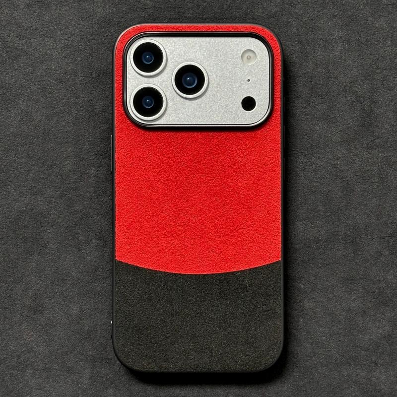 

Alcantara Big Hole Lens Protection Case for iPhone 17 Pro Max Air 16 e 15 14 Plus 13 12 11 Soft Edge Splicing Color Phone Shell iPhone17