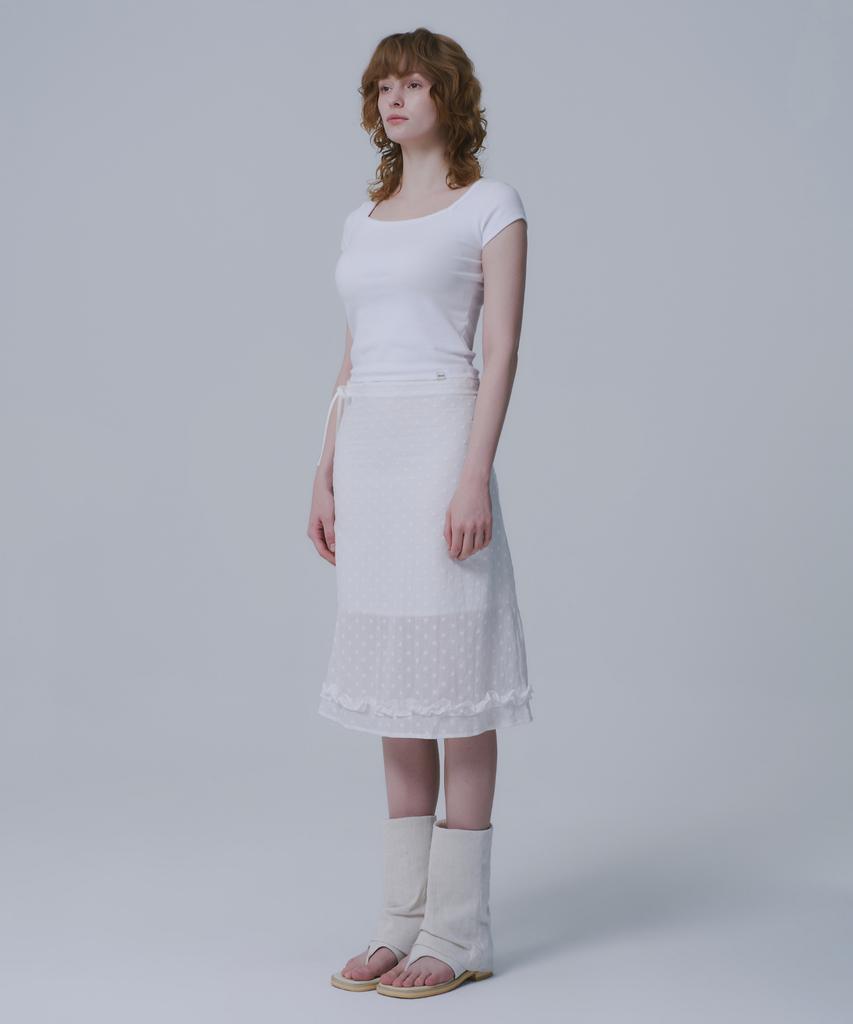War For Woman Wsk-06 Jacquard Midi Skirt_White