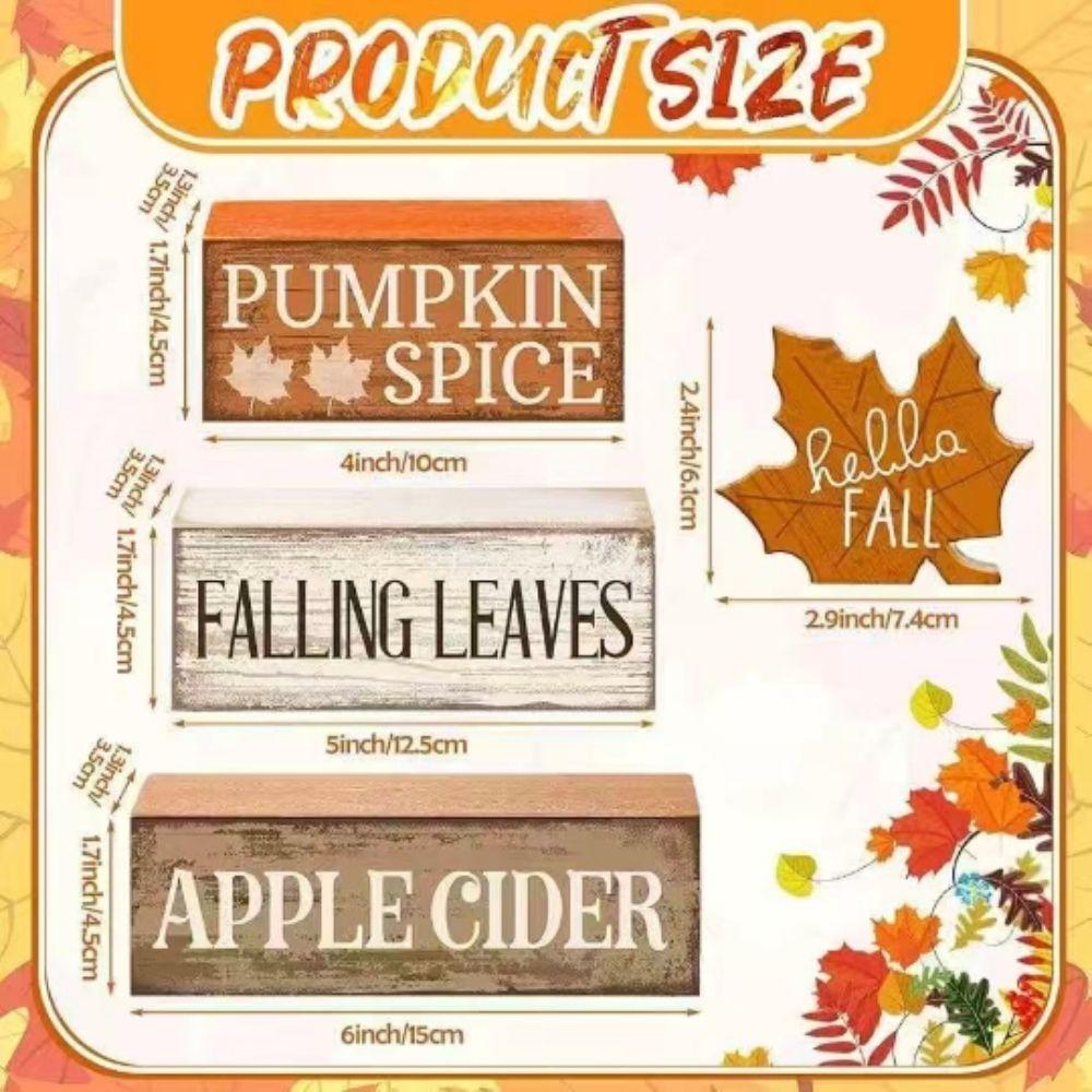 4Pcs Wooden Christmas Table Decoration Tiered with Block Signs Fall Tabletop Sign Rustic Farmhouse Centerpiece Tabletop Display