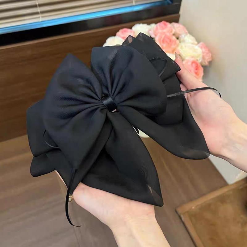 

Temperament Bow Hairpin For Women Girls Bowknot Ribbon Ponytail Hair Claw Sweet Shark Clip Hair Accessories чорний