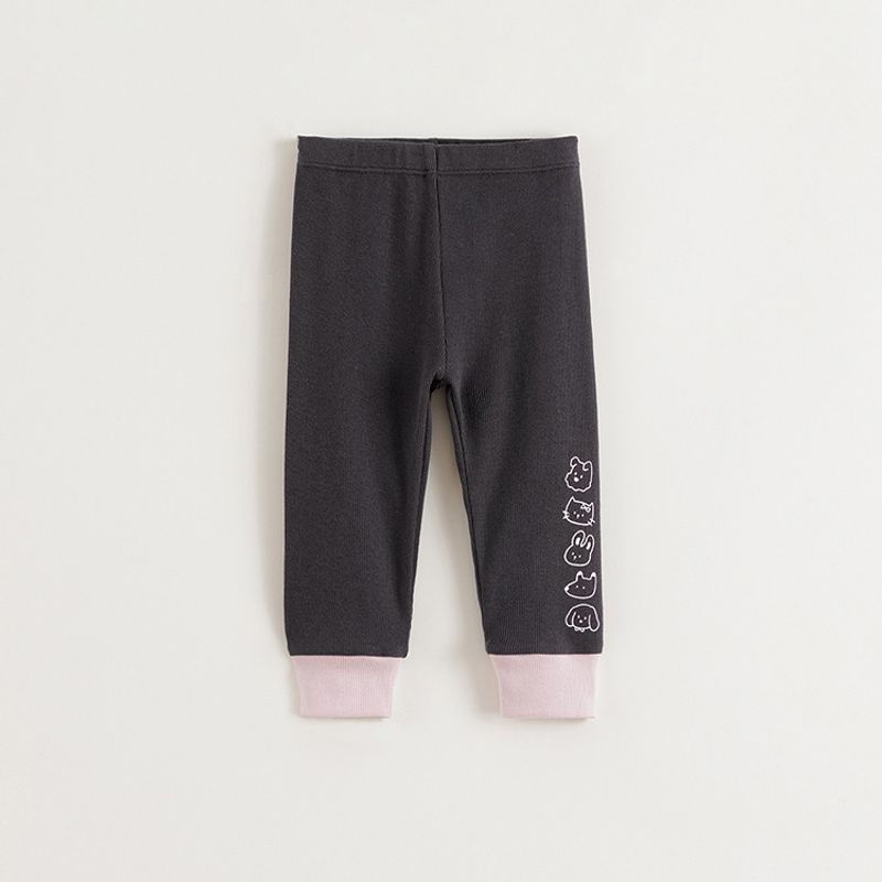 Mark Jenny Girls  Color-Blocked Stretch Leggings Children s Pants 2026 New Spring Collection for Babies 250302 Black Gray 80