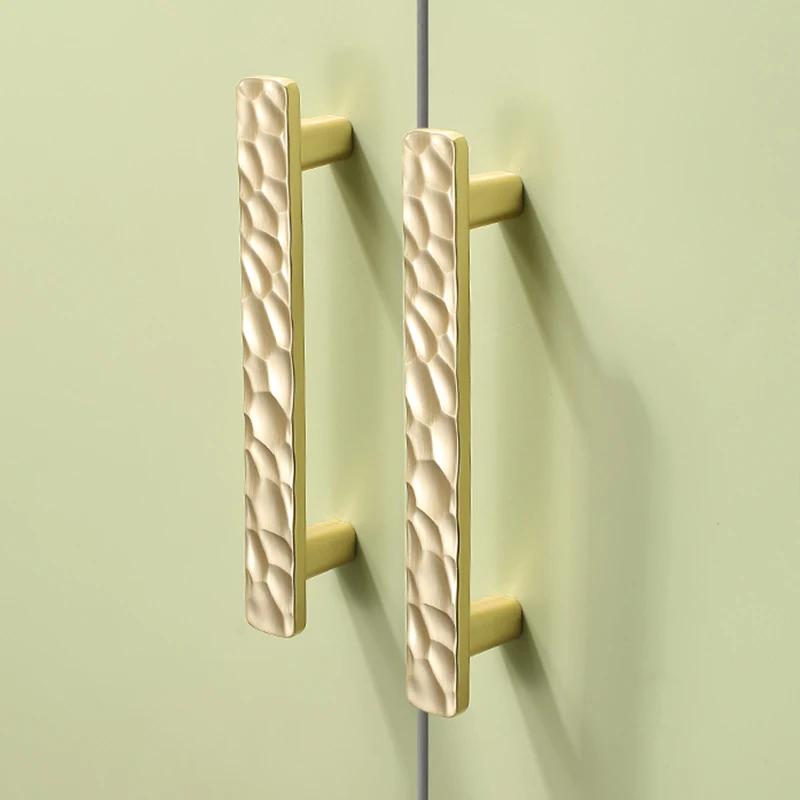 New French Style Wardrobe Door Handle Gold Creative Hammer Pattern Light Luxurious Cabinet Door Handle Drawer Handle