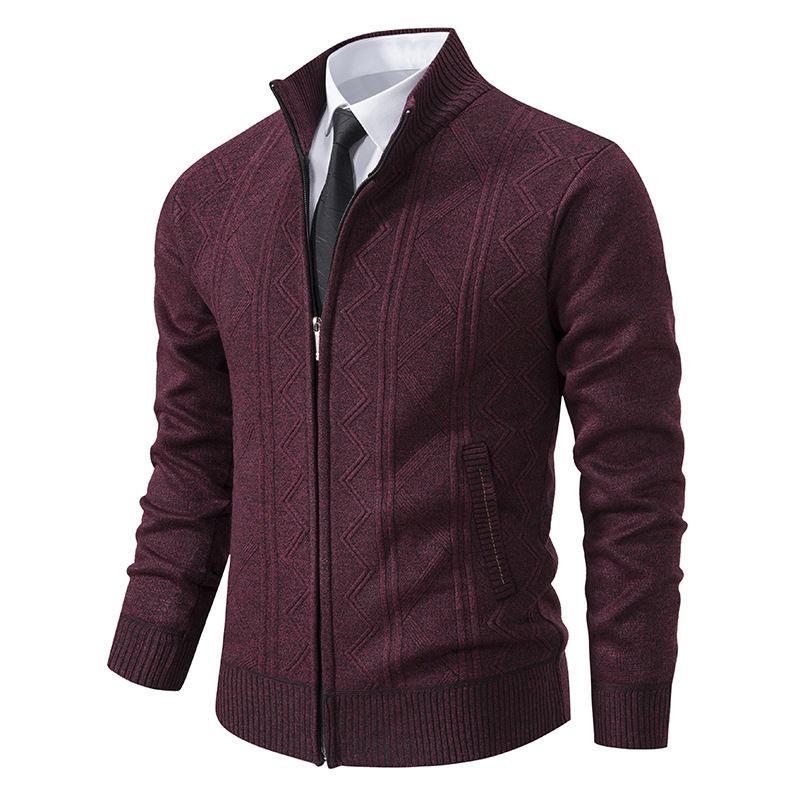 Winter Herren Strickjacke Pullover Jacke Stehkragen Gestrickt Dick Gestrickter Pullover
