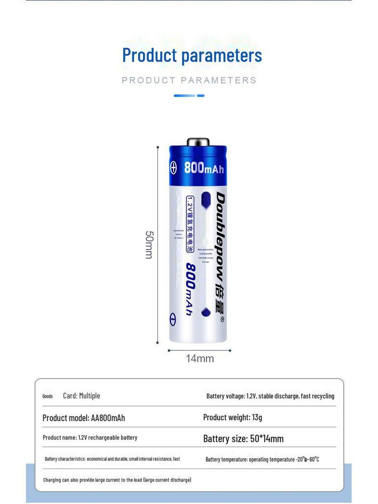 Set of 5 Double AA 1.2V 1200mAh Rechargeable Batteries with Charger (USB)