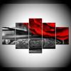 The red petals gray background 5 Piece Wallpapers Art Canvas Print modern Poster Modular art painting for Living Room Home Decor