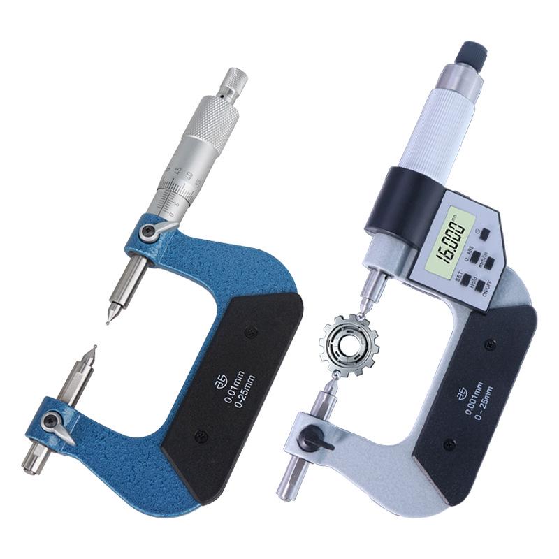 Blue Qinghai Electronic Digital Micrometer Caliper with Interchangeable Gear Modulus & Ball Head for Measuring Center Distance.