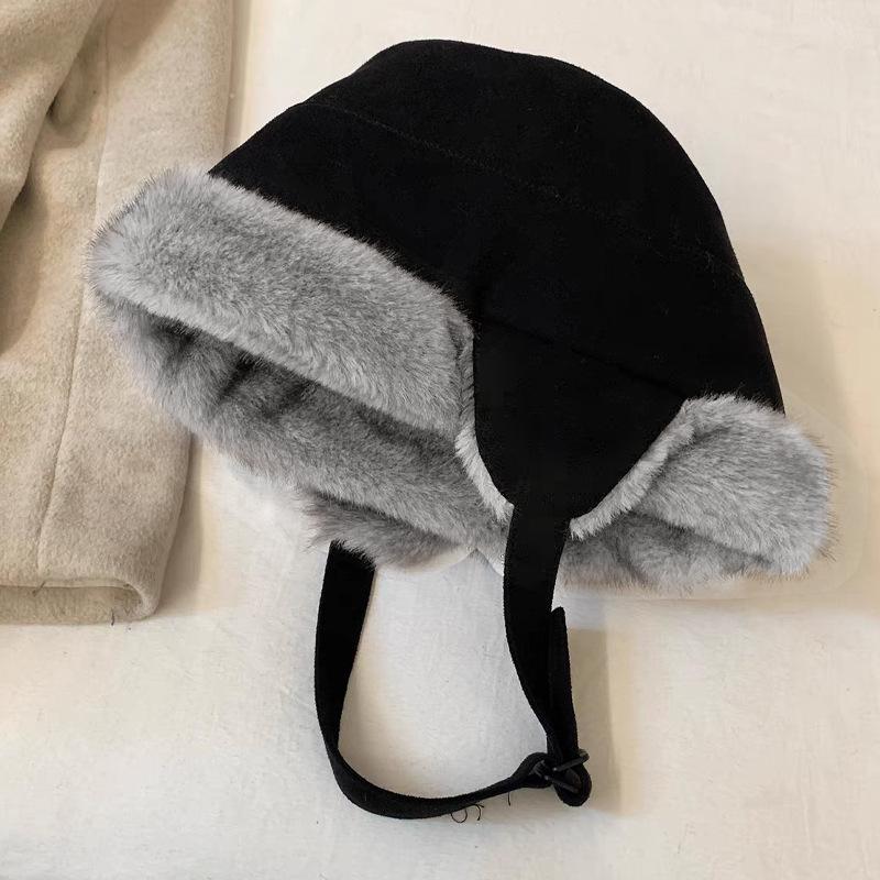 Women S Suede Earflap Hat Outdoor Casual Warm Plush Hat