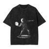 Astronauts Cherish The Lunar woman Men Cotton Washed Hot stamping Print  Harajuku Cotton Mens Summer Short Sleeve Tees