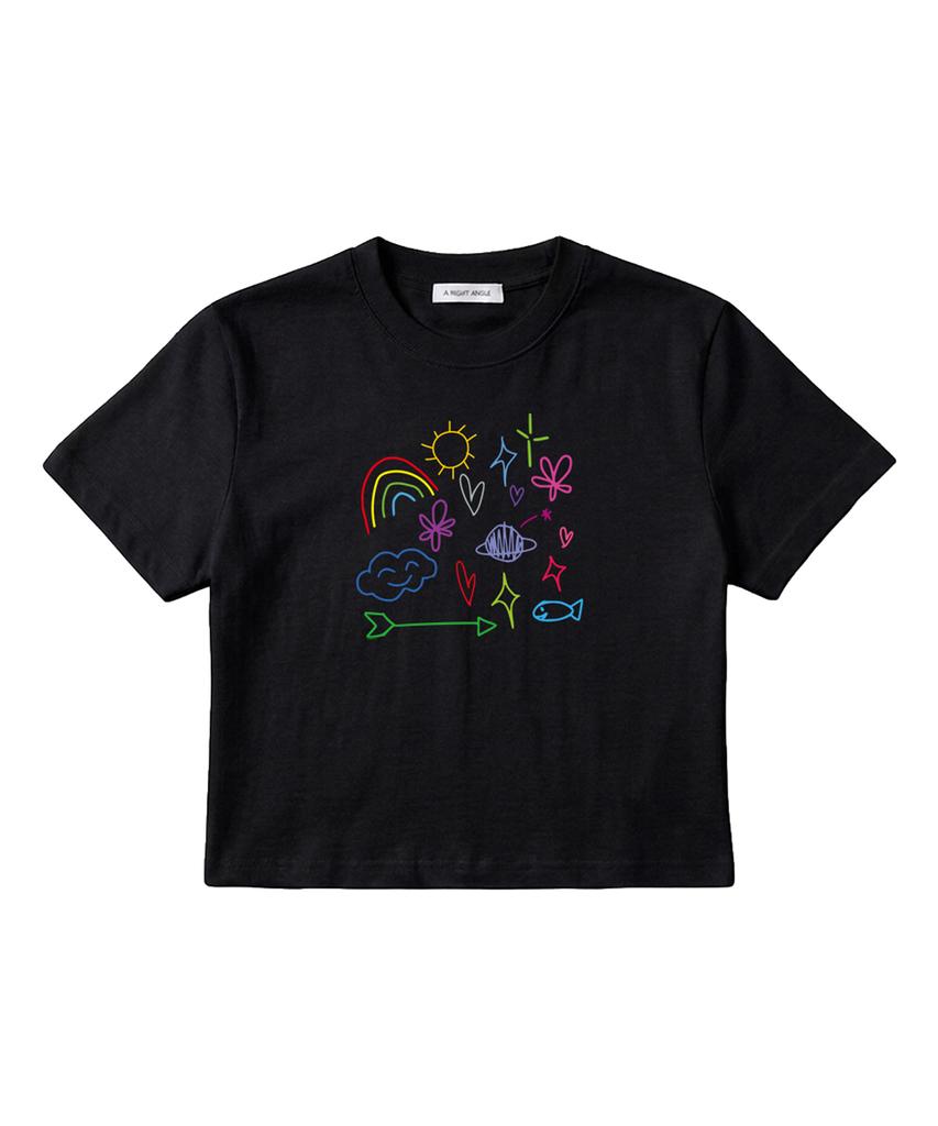 Eolaiteuaenggeul Rainbow Crop Tee(Black)