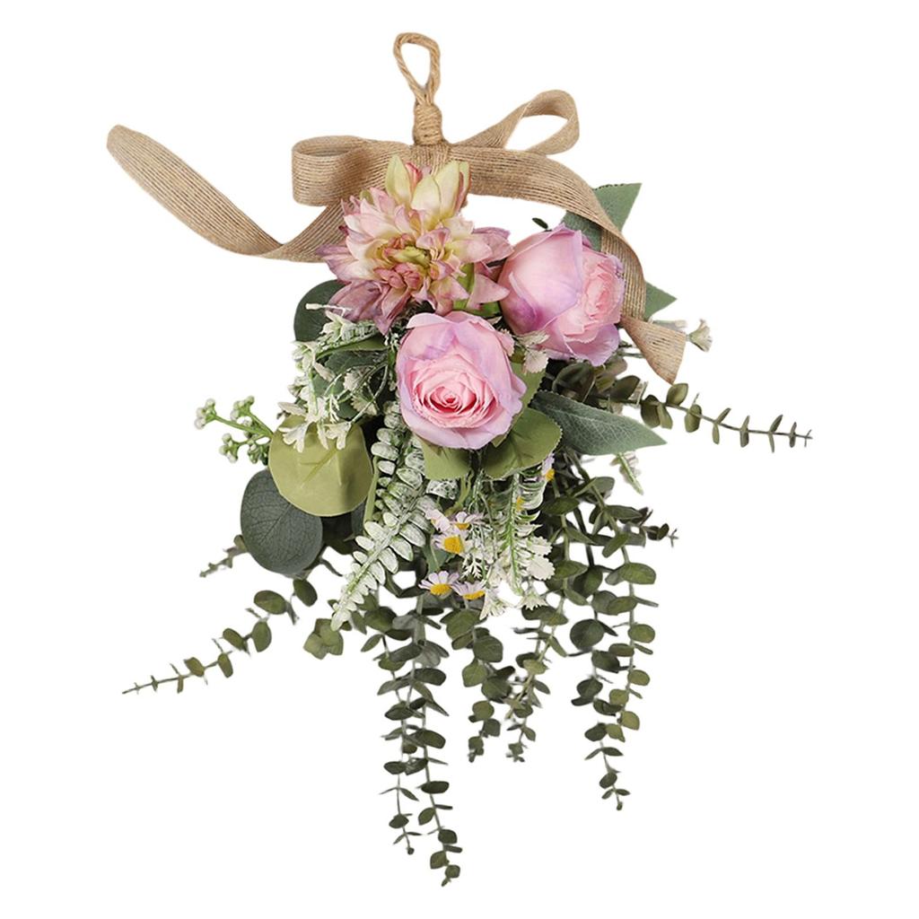Eucalyptus and Chrysanthemum Door Wreath Lighted Flower Garland Wall Hanging Decoration for Wedding Outdoor Party