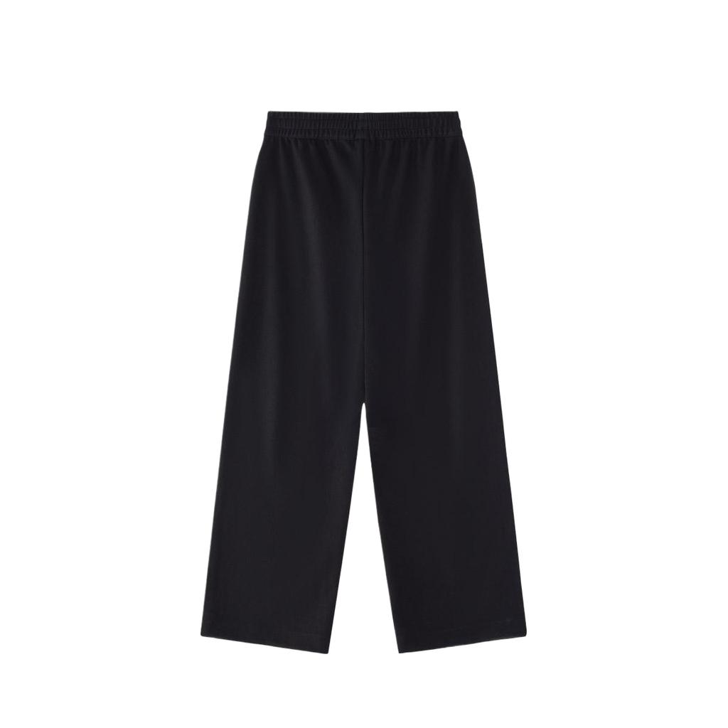 FILA Solid Color Loose Fit Knit Sports Pants Women bottoms Black T11W432602ABK