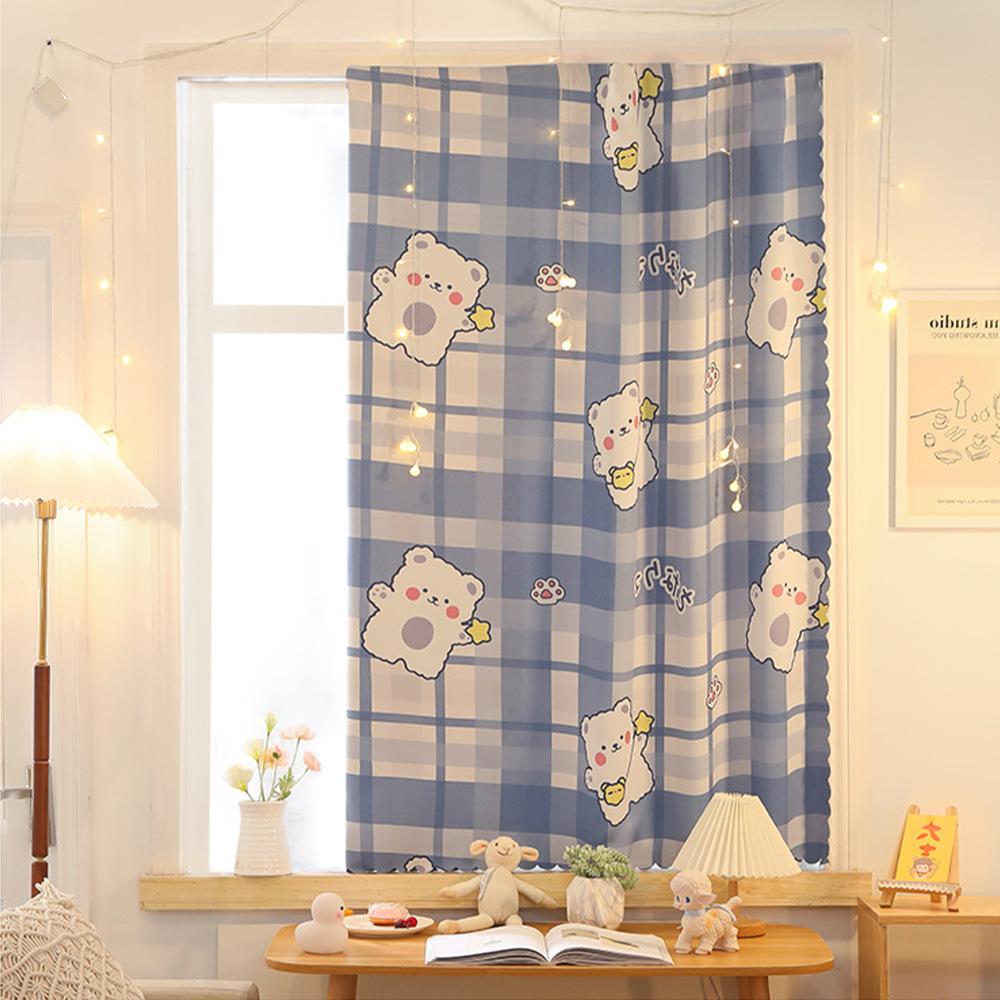 Velcro Curtains, Korean Cartoon Internet Celebrity Rental House Heat Insulation Light Blackout Cloth